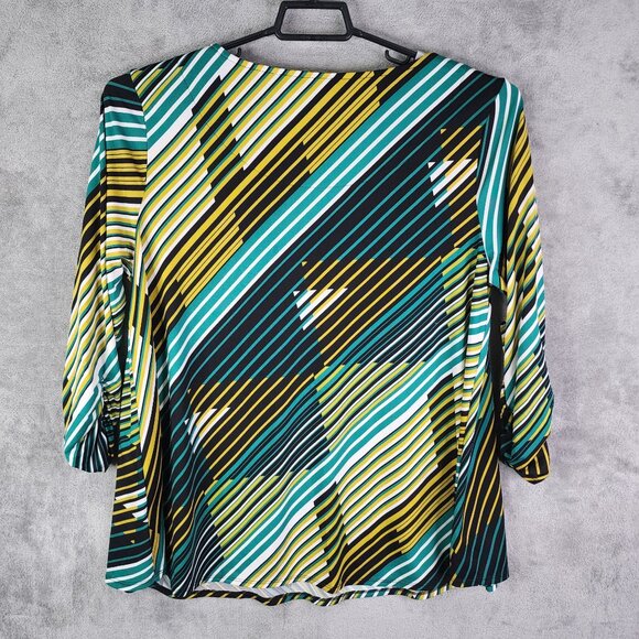 Women's Colorful Striped Blouse Top Grommet Detail Est. 1946 Long Sleeve XL - Picture 7 of 10